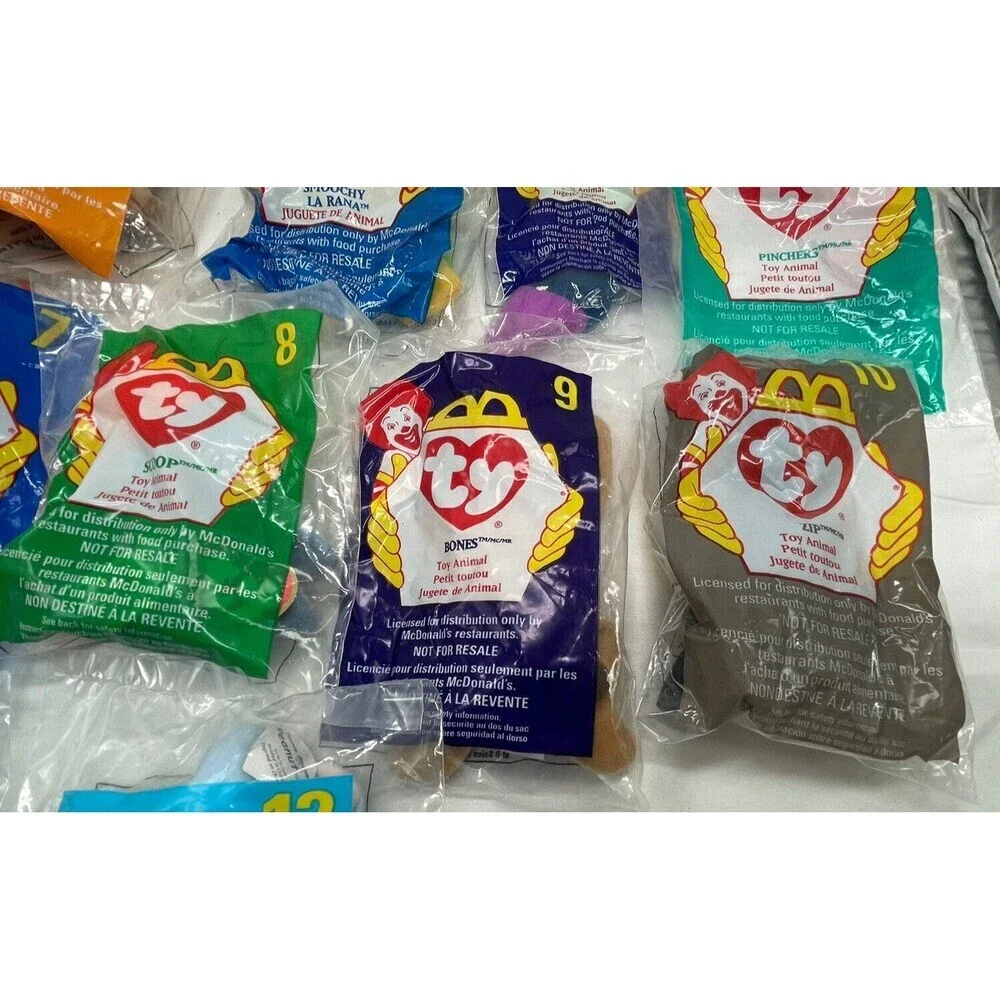1998 Ty Teenie Beanie Babies Mcdonalds Happy Meal Toys Complete Set 1-12 New